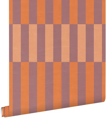 Produktbild von ESTAhome Tapete Leinenoptik-Streifen Lila und Orange 50 x 900 cm