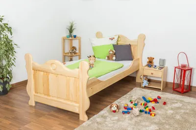 Produktbild von Kinderbett 90 x 200 cm | Massivholz: Kiefer | Natur Lackiert