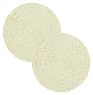 Produktbild von Tischset 2er Set Ecru rund 35 cm Ø Platzset abwaschbar Platzdeckchen