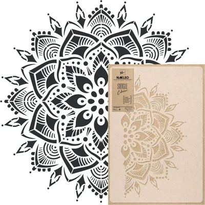 Produktbild von Mandala Große Malschablonen Durchmesser 89 cm, Blume Kreis Mandala Geometrisches Ornament, Wiederverwendbare Kunststoff Wandschablone DIY