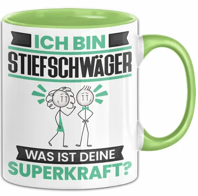 Produktbild von Stiefschwäger Tasse Geschenk für Stiefschwäger Geburtstag Lustiger Spruch Kaffee-Becher Was Ist Deine Superkraft (Grün)