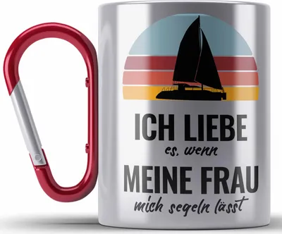 Produktbild von Trendation - Segeln Geschenk Edelstahl Tasse Karabiner Mir Reichts Ich Geh Segeln Geschenkidee für Segler Karabiner Edelstahl Tasse Karabiner Edelstahl Besonders Segelboot Männer (Rot)