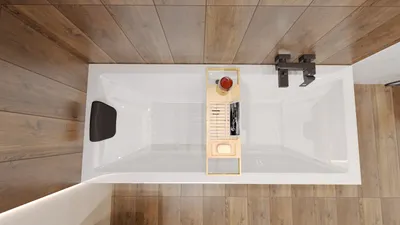 Image de Baignoire rectangulaire 5en1 190x90 avec vidage premium et pieds S + habillage (tablier acrylique) + appui-tête en noir | BADLAND QUADRO