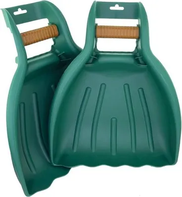 Produktbild von Set mit 2 Gartenlaubgreifern, Laubschaufeln und Gartenkrallen – ergonomischer Laubrechen, Laubsammler – große Handgreifer für Laub und Rasengras