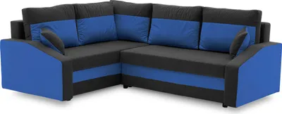 Produktbild von Ecksofa GRANDE PLUS mit Schlaffunktion L-förmig - Eckcouch mit 2 Bettkasten - MIKRO 15 + MIKRO 36 Schwarz + Dunkelblau Links (Muster 2)