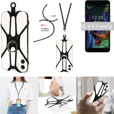 Produktbild von K-S-Trade 3in1 Handykette Handyband Handykordel Halsband Smartphone-Ring Handy-Ring kompatibel mit OnePlus 7 Pro Fingerhalterung Handyring