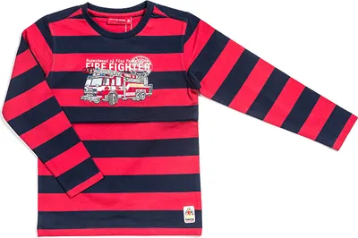 Produktbild von Salt and Pepper Langarmshirt Fire Fighter Rot/Blau  gestreift, Größe 116