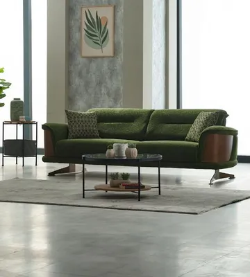 Produktbild von Dreisitzer Sofa 3 Sitzer Stoffsofa Polstersofa Couch Grün Sofas Modern