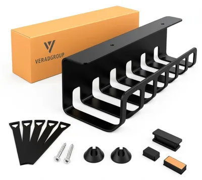 Kabelorganizer 2er-Set, Schreibtisch-Kabelmanagement, verstellbar, Stahl