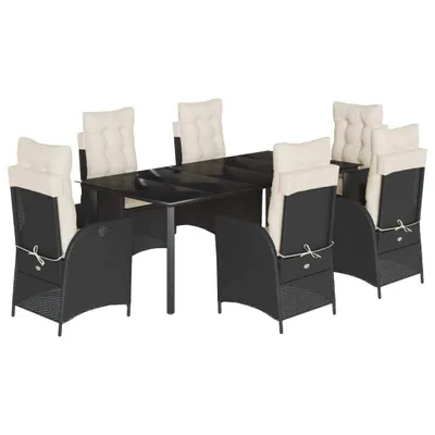 Produktbild von vidaXL 7-tlg. Garten-Essgruppe mit Kissen Schwarz Poly Rattan