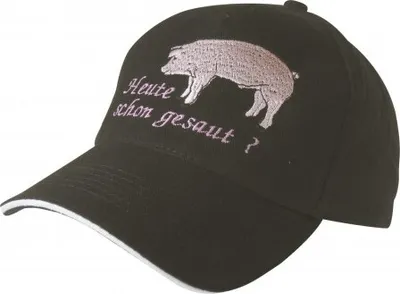 Produktbild von Baseballcap Einstickung - Heute schon gesaut Schwein Ferkel - 69709 schwarz