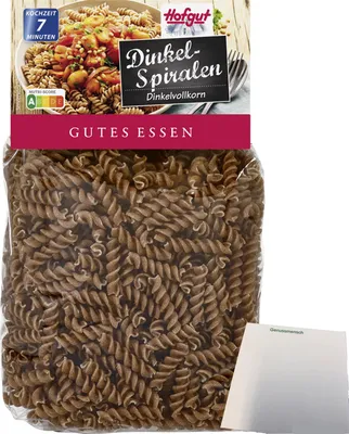 Produktbild von Hofgut Dinkel-Spiralnudeln (500g Beutel) + usy Block