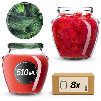 Obrázok produktu pre KADAX konzervovacie poháre 510 ml so skrutkovacím viečkom fi82mm, skrutkovacie poháre s viečkom, poháre na konzervovanie, poháre na konzervovanie, konzervovací pohár (včela, 8 kusov)