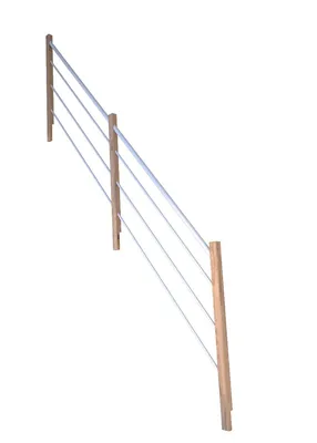 Produktbild von Treppengeländer Modell Rhodos Gerade Eiche-Holz-Edelstahl Weiß-Links