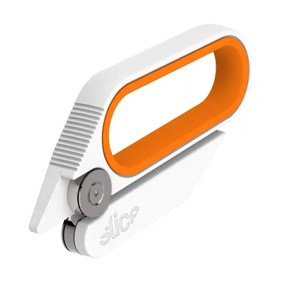 Immagine prodotto di Strumento per la rotazione delle fette, forbici senza lama, 10598 taglierina ambidestra, ideale per tagliare pacchi, cesti regalo, cellophane, carta 1 confezione, bianco