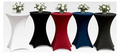 Produktbild von Stehtischhusse für Bistrotisch mit 4 verstärkten Fußlaschen elastisch Stretch Ø 70-75x110-120 cm Schwarz (1 Stück)