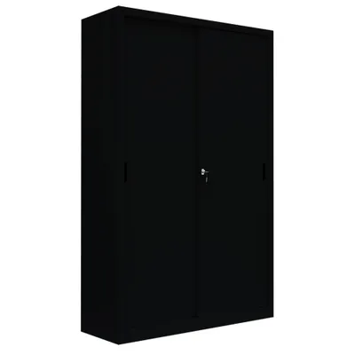 Produktbild von XXL Schiebetürenschrank Aktenschrank Sideboard aus Stahl Black 195x120x45 550169