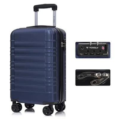 Produktbild von yonsly Premium Reisekoffer TSA-Schloss,YKK-Reißverschluss Hartschalen-Koffer Trolley Kabinenkoffer Rollkoffer Suitcase Handgepäck (Dunkelblau, M)