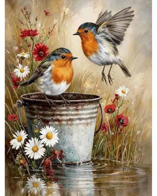 Productafbeelding van Diamond Painting Set: Vogels, 5D, Volledige Diamanten, 30x40cm, DIY Wanddecoratie, Knutselset