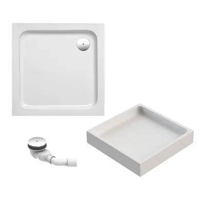 Produktbild von Schulte Duschwanne 90x90 cm, Weiß, Modell Cala - Komplettset inkl. Wannenträger und Ablaufgarnitur
