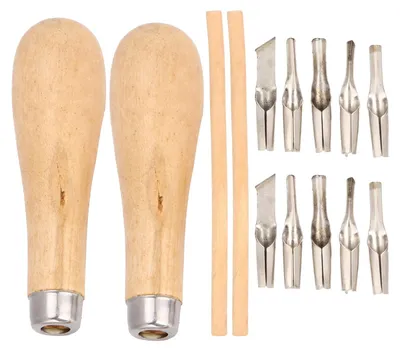 Image de Outil de découpe pour linoléum - Coffret 5 en 1 avec 5 lames différentes - Pour la sculpture sur bois, les tampons en caoutchouc et les travaux de sculpture - 2 coffrets