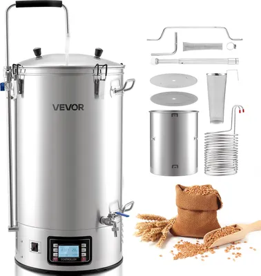 Obrázok produktu pre VEVOR elektrický varič piva Systém na varenie piva Varná kanvica 60 L na domáce použitie, zariadenie na varenie rmutu s pamäťou receptov a automatickým / manuálnym režimom a ovládacím panelom a cirkulačným potrubím, varný systém
