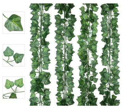 Immagine prodotto di Ghirlanda artificiale di edera, 24 pezzi, 200 cm di lunghezza, foglie decorative da appendere