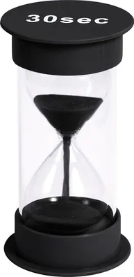 Image de EDUPLAY 120437 Sablier 30 secondes, plastique, Ø 6,5 x 12 cm de haut, noir