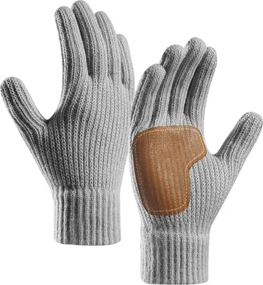Produktbild von Winter-Touchscreen-Handschuhe für Damen und Herren, warme Strickhandschuhe mit rutschfester Handfläche, verdickte Thermohandschuhe für Outdoor-Aktivitäten wie Radfahren und tägliche Ausflüge