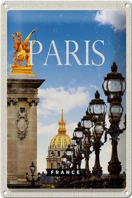Produktbild von Blechschild Reise 20x30cm Retro Paris France Bild