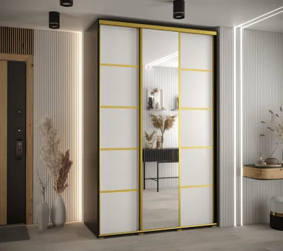 Obrázok produktu pre Šatníková skriňa ASIRI 5 - 150/60 cm, čierna / biela / zlatá