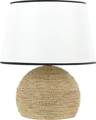 Produktbild von BELIANI Tischlampe Naturfarben Strohgeflecht mit Stoffschirm Kegelform 1-Flammig Boho Design Tischleuchte Esszimmer Wohnzimmer Schlafzimmer Nachtlampe