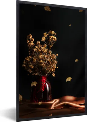 Produktbild von MuchoWow® Gerahmtes Poster Getrocknete Blumen - Blumenstrauß - Stilleben 60x90 cm - Poster mit Schwarzem Bilderrahmen Wandposter Rahmen Foto Bilder - Kunst