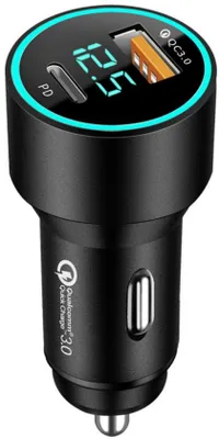 Obrázok produktu pre Autonabíjačka USB-C a USB-A – 12/24 V – 2 porty – do zapaľovača – 38 W s funkciou rýchleho nabíjania 3.0 a Power Delivery – čierna