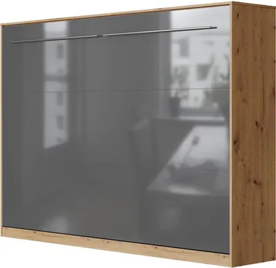 Produktbild von SMARTBett Schrankbett Standard  Wildeiche/Anthrazit Hochglanz 140 Horizontal