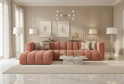 Produktbild von Kaiser Möbel Ecksofa L-Form GRAND 318 cm, stoff Salvador, Rosa, Links