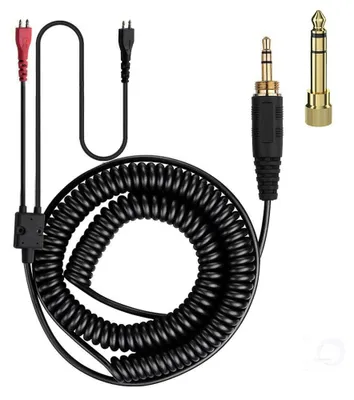 Zdjęcie produktu dla Kabel słuchawkowy - Przedłużacz spiralny - Do słuchania muzyki - Z adapterem o długości 635 mm - Długość od 2 do 4 metry - Czarny