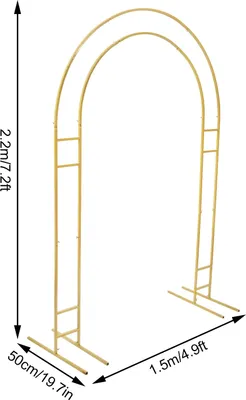 Zdjęcie produktu dla Metalowy stojak na łuk ślubny, wysokość 2,2 m, kolor złoty, nowoczesny design, złoty 2,2 m, M