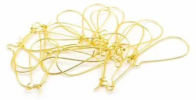 Produktbild von Vintageparts 20 Kidney Ohrhaken goldfarben, lange Ohrhaken Messing