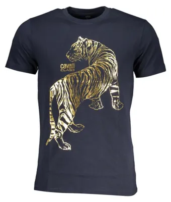 Produktbild von Stylisches Blaues Herren-Kurzarmshirt mit Druck und Rundhalsausschnitt