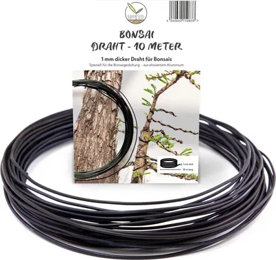 Image de HappySeed 10m de fil de fer pour bonsaï en aluminium anodisé, noir - Essentiel pour la forme souhaitée de votre bonsaï - Idéal pour le fil de fer des arbres & plantes (1 mm)