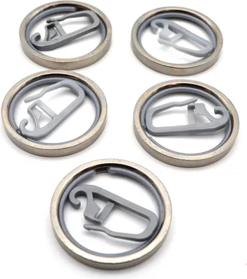 Produktbild von 5 Ringe mit Faltenhaken edelstahlfarben kantig mit Gleiteinlage für Stil 16-20 mm