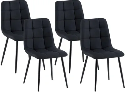 Productafbeelding van Set van 4 eetkamerstoelen Asti, zwarte stof