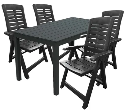 Produktbild von Garten Sitzgarnitur Gartenmöbel Outdoormöbel 5tlg Anthrazit Holzoptik