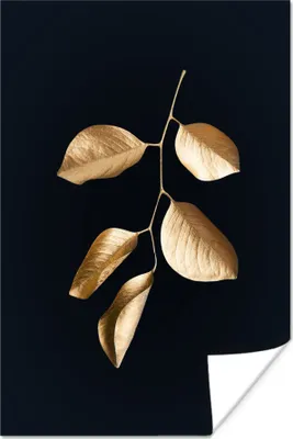 Produktbild von MuchoWow® Poster Blätter - Schwarz und Gold - Luxus 20x30 cm - Papierdruck