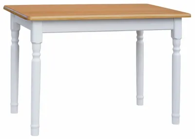 Produktbild von Weißer Tisch II aus massivem Kiefernholz mit Tischplatte in der Farbe Alder 130 x 70 cm