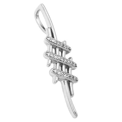 Produktbild von Anhänger 40x11mm mit Zirkonias glänzend rhodiniert Silber 925 silber 40x11mm