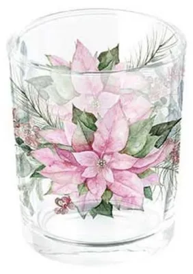 Productafbeelding van Kersttheelichthouder, roze kerstster, roze poinsettia