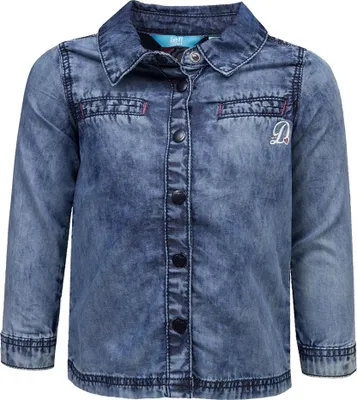 Produktbild von Jeanshemd für Mädchen aus Baumwoll-Polyacryl-Mischung, dehnbar und mit Knopfverschluss