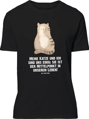 Produktbild von Mr. & Mrs. Panda Größe L T-Shirt Katze Sitzen - Schwarz - Geschenk, Katzen, mit Spruch, Cats, Tshirt, Herz, Cat, Shirt